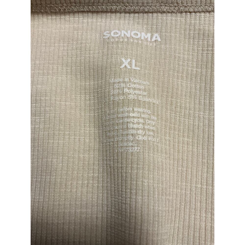 NWT Sonoma Serenity Beige Ribbed Knit Short Flutter Sleeve Top Women's Size XL - Picture 5 of 7